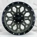 RIN 17X9 6-139.7 R1 SPORT RGW8893 MATTE GREEN+BLACK LIP CHROME RIVETS ET0 CB110