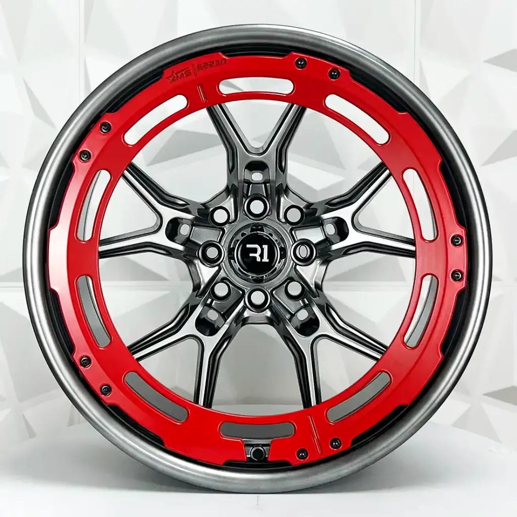 RIN 17X8.5 4-100/114.3 R1 SPORT QC1840A HYPER BLACK MATTE RED RING ET20 CB73.1