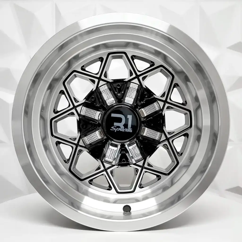 RIN 15X8 5-114.3 R1 SPORT JCW266 BLACK MACHINE FACE MACHINE LIP ET-10 CB83