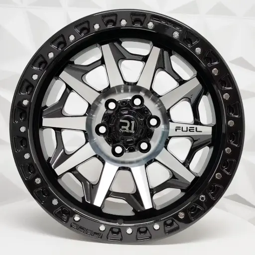 [174750] RIN 17X9 6-114.3 R1 SPORT QC1261 BLACK MACHINE FACE+CHROME RIVETS* ET0 CB66.1
